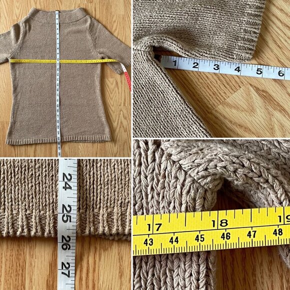 Talbots Womens Tan Knit Sweater Size Small Short Sleeve Classic - Picture 5 of 5
